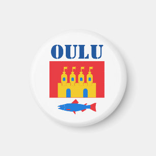 Flagge von Oulu, Finnland Magnet