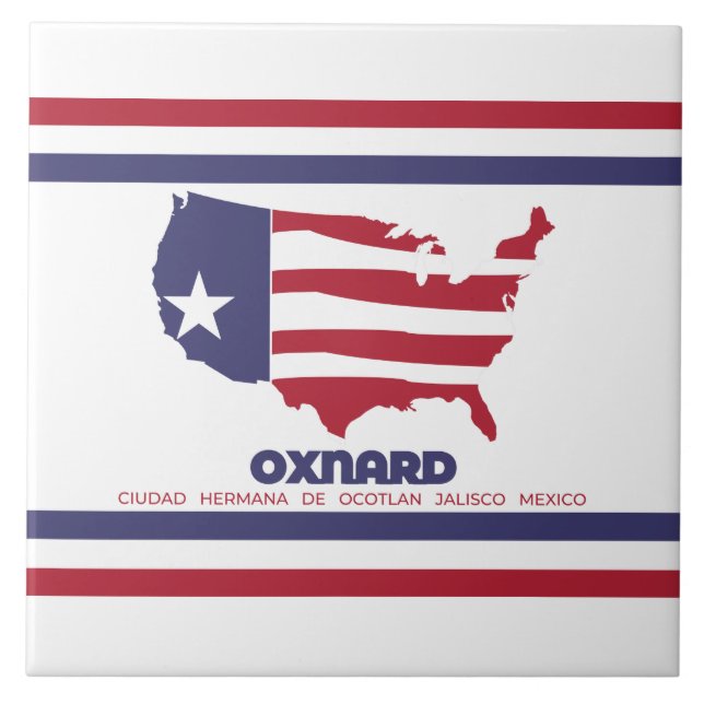 Flagge von Oxnard (Kalifornien) Fliese (Vorderseite)