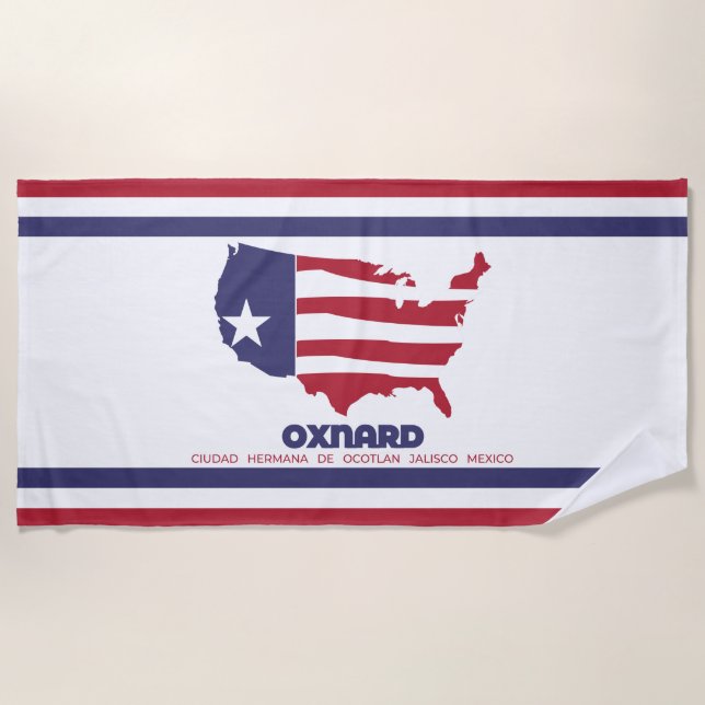 Flagge von Oxnard (Kalifornien) Strandtuch (Vorderseite)