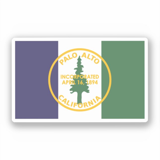 Flagge von Palo Alto, Kalifornien Aufkleber (Vorderseite)