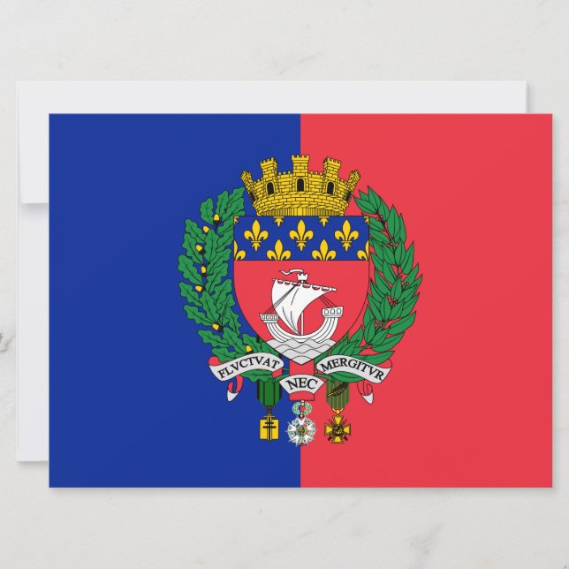 Flagge von Paris (Frankreich) Karte (Vorderseite)