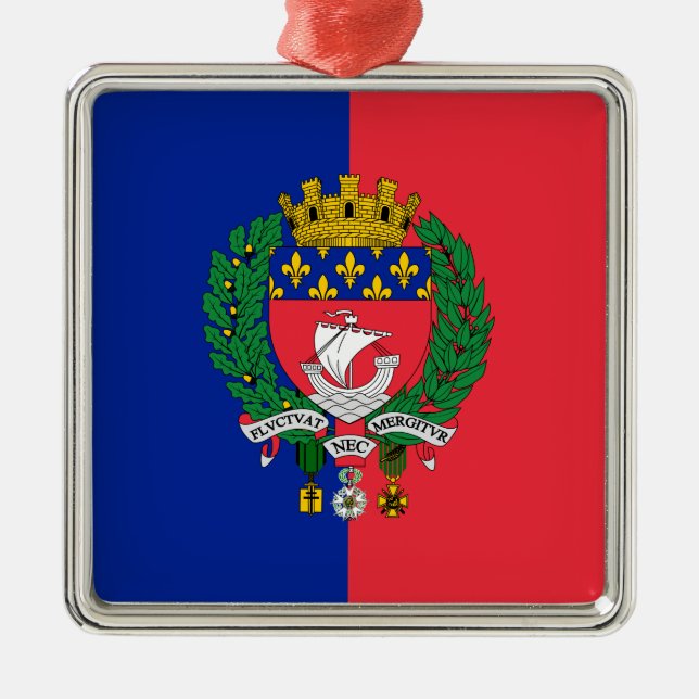 Flagge von Paris (Frankreich) Ornament Aus Metall (Vorne)