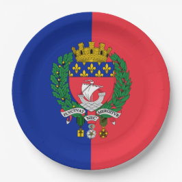 Flagge von Paris (Frankreich) Pappteller