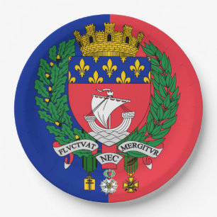 Flagge von Paris, Frankreich Pappteller