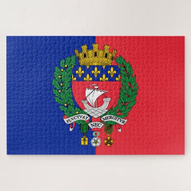 Flagge von Paris (Frankreich) Puzzle (Horizontal)