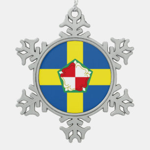 Flagge von Pembrokeshire Schneeflocken Zinn-Ornament