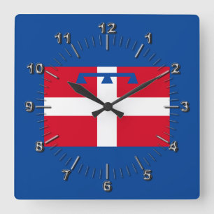 Flagge von Piemont (Italien) Quadratische Wanduhr