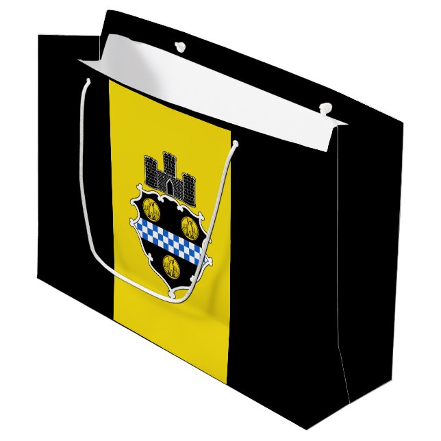 Flagge von Pittsburgh, Pennsylvania Große Geschenk Große Geschenktüte (Vorderseite Schrägansicht)