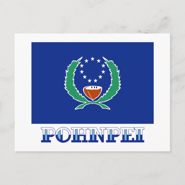 Flagge von Pohnpei mit Namen Postkarte (Vorderseite)