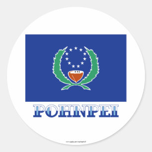 Flagge von Pohnpei, mit Namen Runder Aufkleber