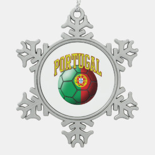 Flagge von Portugal-Fußball Schneeflocken Zinn-Ornament