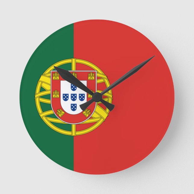 Flagge von Portugal Runde Wanduhr (Vorderseite)