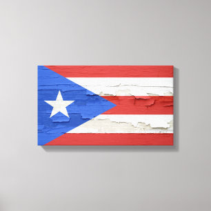 Flagge von Puerto Rico Gewitterter Farbe Leinwanddruck