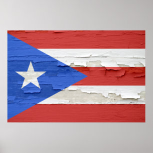 Flagge von Puerto Rico Gewitterter Farbe Poster