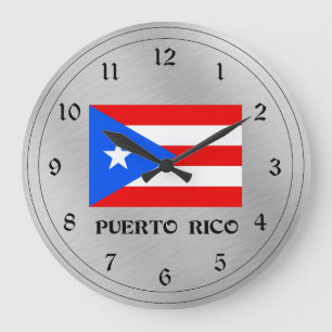 Flagge von Puerto Rico Große Wanduhr