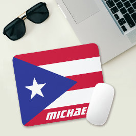 Flagge von Puerto Rico mit Monogramm Mousepad