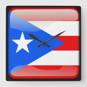 Flagge von Puerto Rico Quadratische Wanduhr