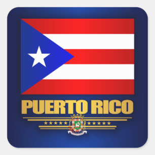 Flagge von Puerto Rico Quadratischer Aufkleber