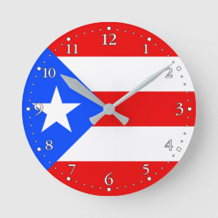 Flagge von Puerto Rico Runde Wanduhr