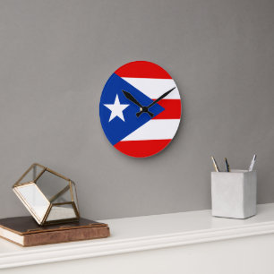 Flagge von Puerto Rico Runde Wanduhr