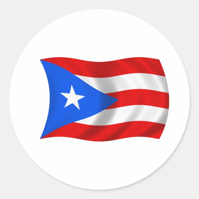 Flagge von Puerto Rico Runder Aufkleber (Vorderseite)