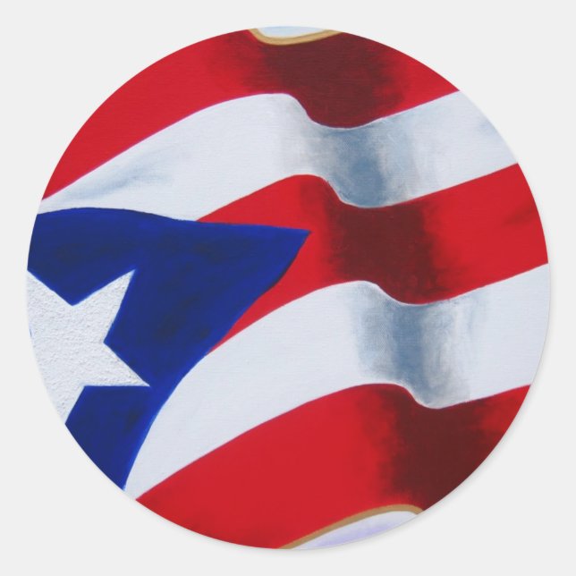 Flagge von Puerto Rico Runder Aufkleber (Vorderseite)