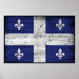 Flagge von Québec im grunge-Stil erodiert Poster