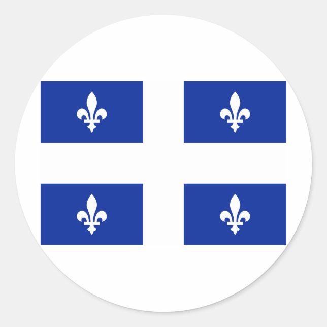 Flagge von Quebec Runder Aufkleber (Vorderseite)