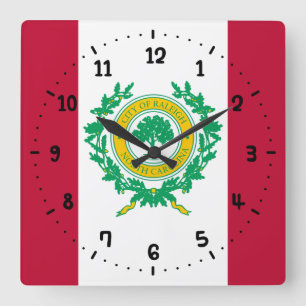Flagge von Raleigh, Wall-Uhr des North Carolina Sq Quadratische Wanduhr