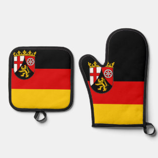 Flagge von Rheinland-Pfalz Ofenhandschuh & Topflappen-Set