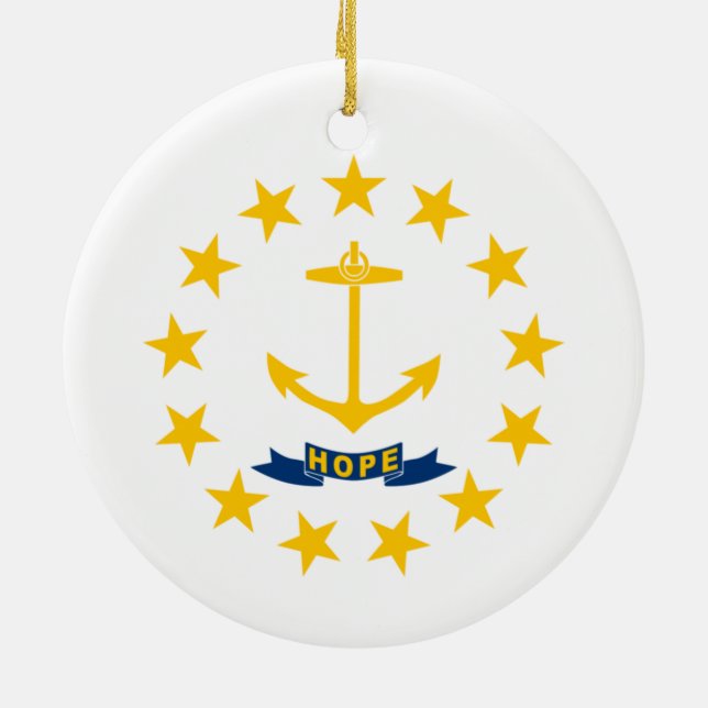 Flagge von Rhode Island (US-Staat) Keramik Ornament (Hinten)