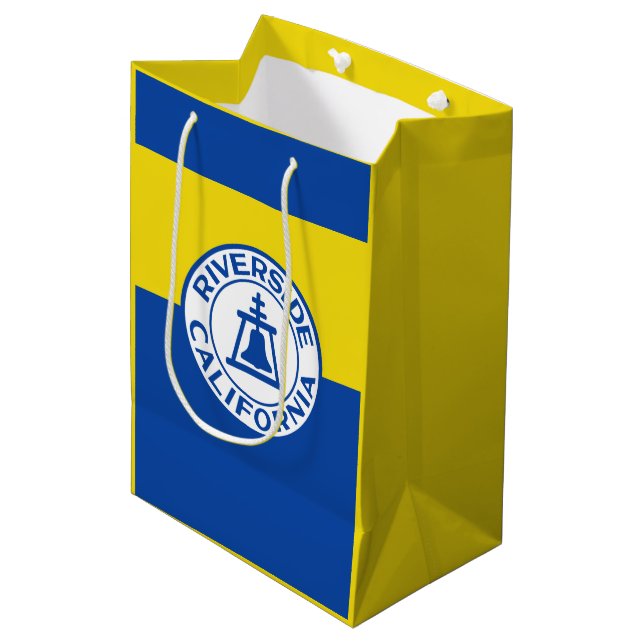 Flagge von Riverside, Kalifornien Mittlere Geschenktüte (Vorderseite Schrägansicht)