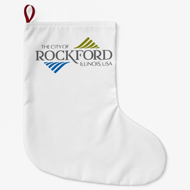 Flagge von Rockford (Illinois) Großer Weihnachtsstrumpf (Vorderseite)