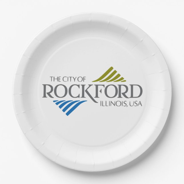 Flagge von Rockford (Illinois) Pappteller (Vorderseite)