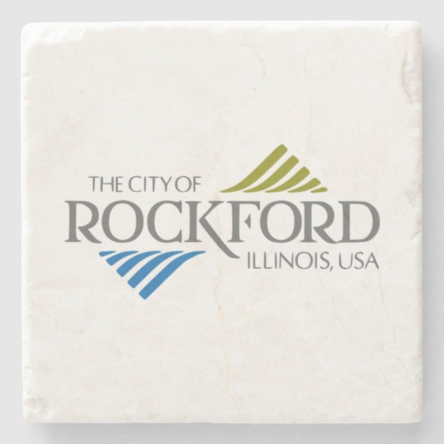 Flagge von Rockford (Illinois) Steinuntersetzer (Vorderseite)