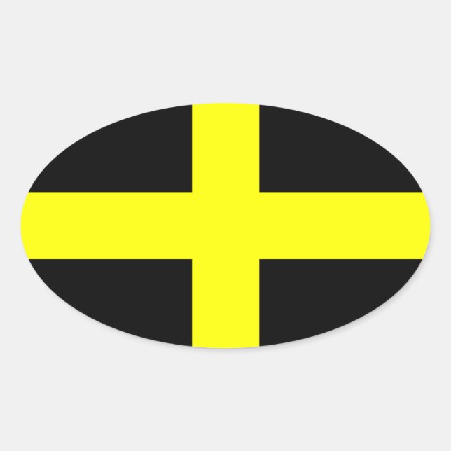 Flagge von Saint-David (Wales) Ovaler Aufkleber (Vorderseite)
