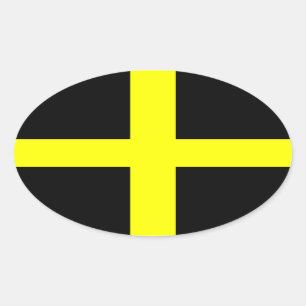Flagge von Saint-David (Wales) Ovaler Aufkleber
