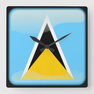 Flagge von Saint Lucia Quadratische Wanduhr