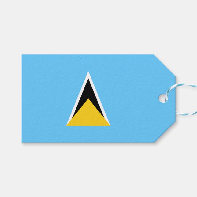 Flagge von Saint Lucia (St. Lucia) (Karibik) Geschenkanhänger (Vorderseite (Horizontal))