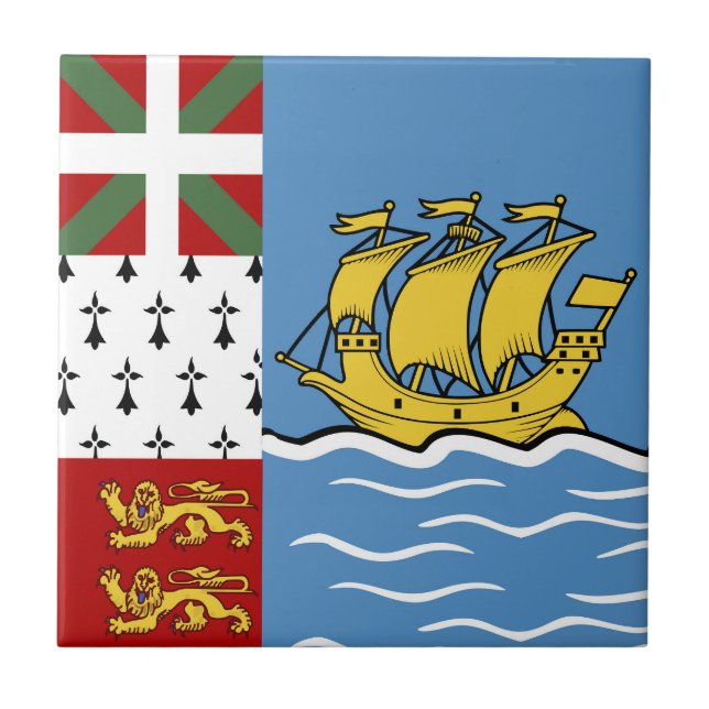 Flagge von Saint Pierre und Miquelon Fliese (Vorderseite)