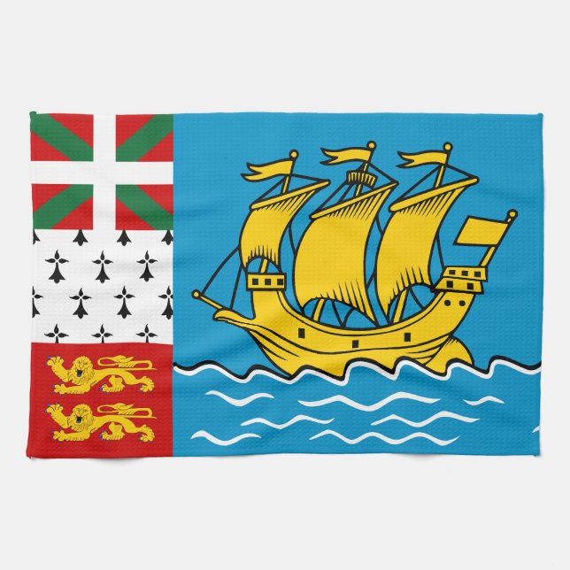 Flagge von Saint Pierre und Miquelon Geschirrtuch (Horizontal)
