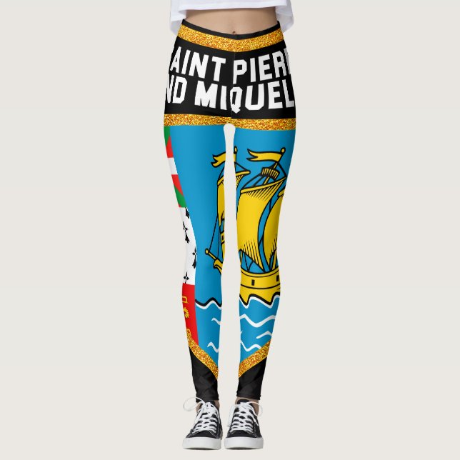 Flagge von Saint Pierre und Miquelon Leggings (Vorderseite)