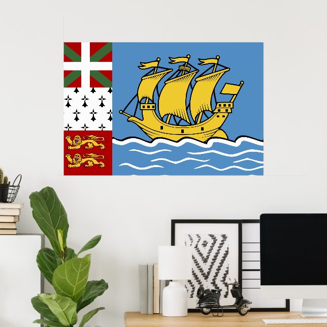 Flagge von Saint Pierre und Miquelon Poster (Heimbüro)