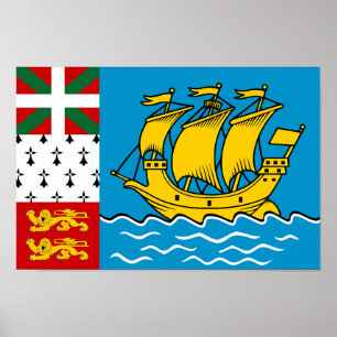 Flagge von Saint-Pierre und Miquelon Poster