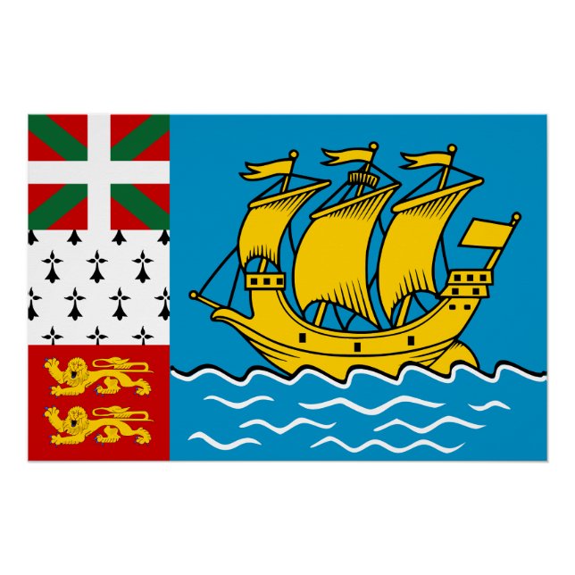 Flagge von Saint Pierre und Miquelon Poster (Vorderseite)