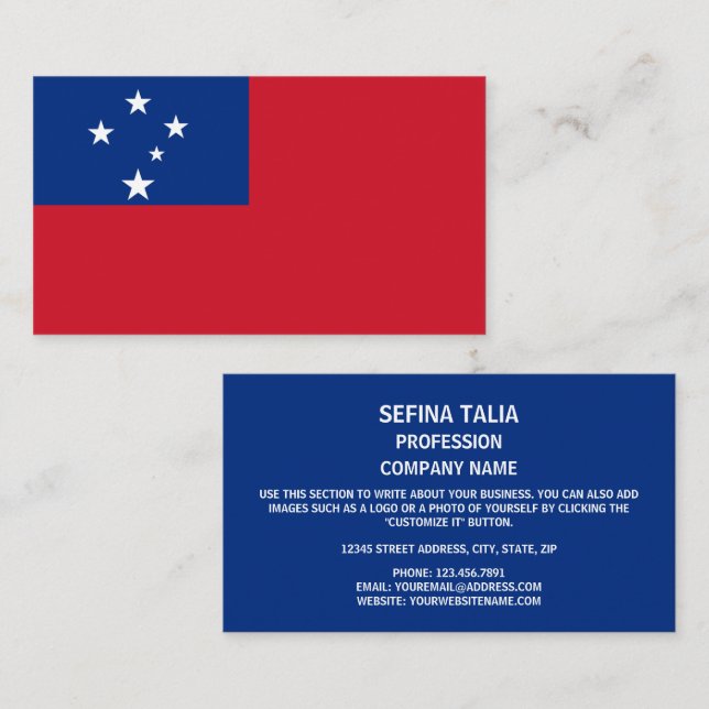 Flagge von Samoa, Flagge von Samoa Visitenkarte (Vorne/Hinten)