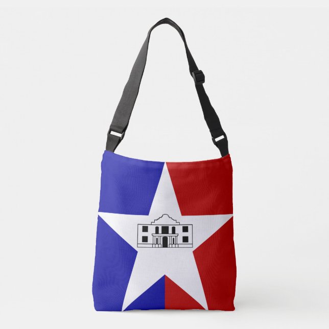 Flagge von San Antonio, Texas Crossbody Bag Tragetaschen Mit Langen Trägern (Vorderseite)