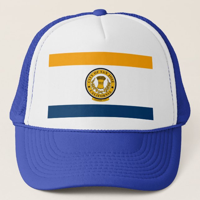 Flagge von San Jose, Kalifornien Trucker Hat Truckerkappe (Vorderseite)