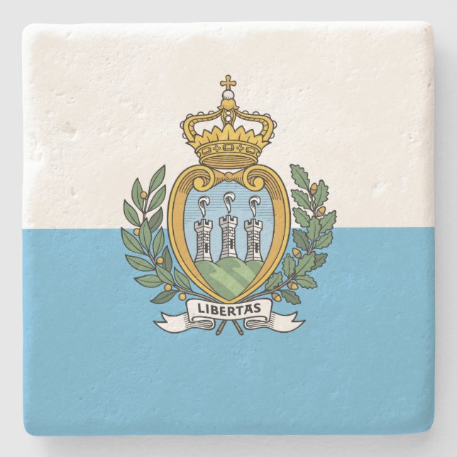 Flagge von San Marino Steinuntersetzer (Vorderseite)