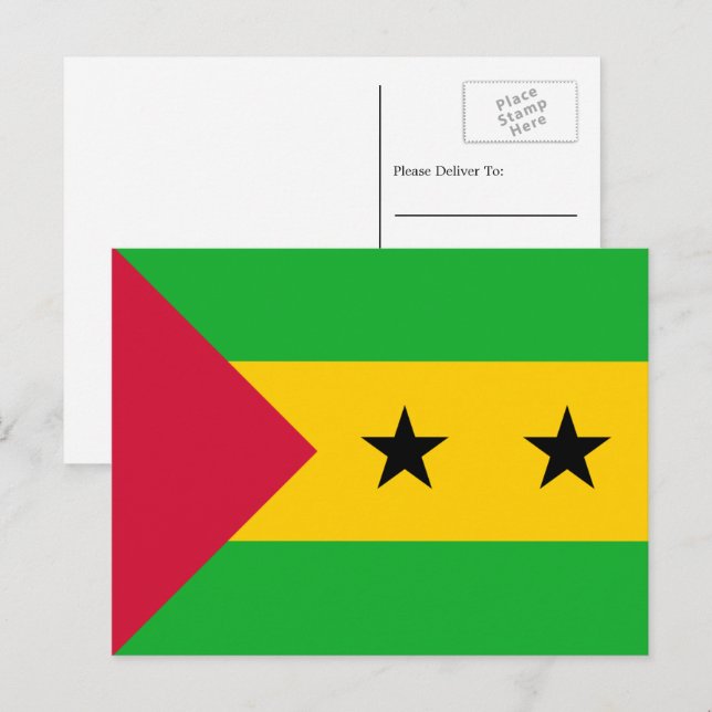 Flagge von São Tomé und Príncipe, Flagge Postkarte (Vorne/Hinten)